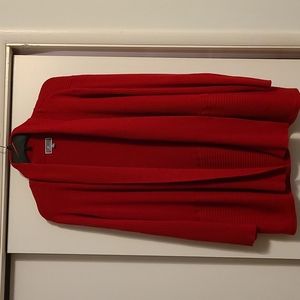 JM COLLECTION XL RedStretch Ribbed Knit Open-Front Cardigan